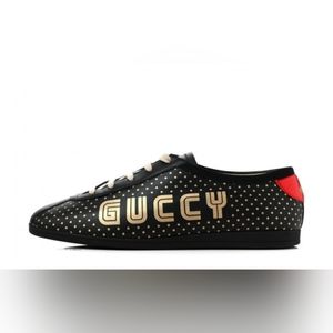 Gucci Guccy Falacer Sneaker Black Gold Stars Shoes Men Size 8